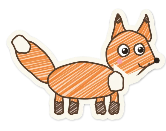 A crayon drawing of a fox